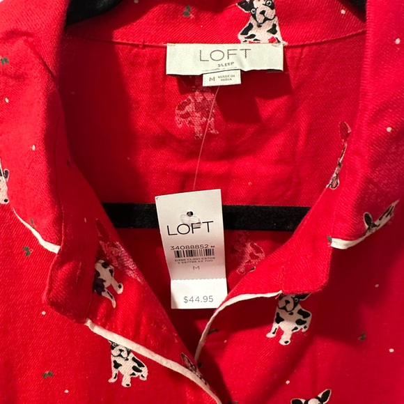 NWT LOFT Sleep Red French Bulldog Pajama Top (Size M) - Picture 2 of 4
